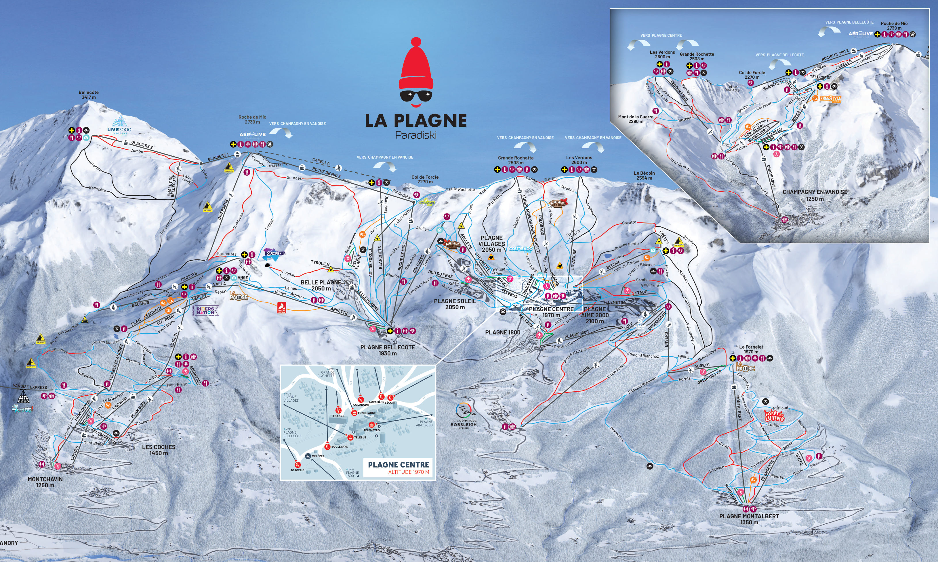 Piste map of La Plagne, Paradiski